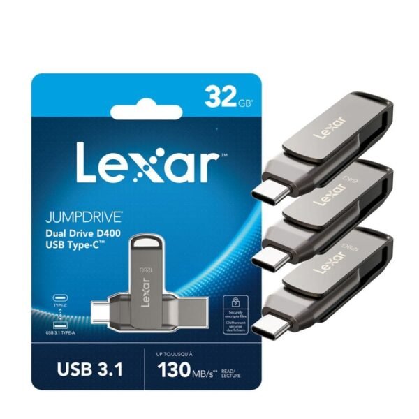 Memoria USB y Tipo C Doble Ranura 32GB, 64GB , 128GB Lexar - D400